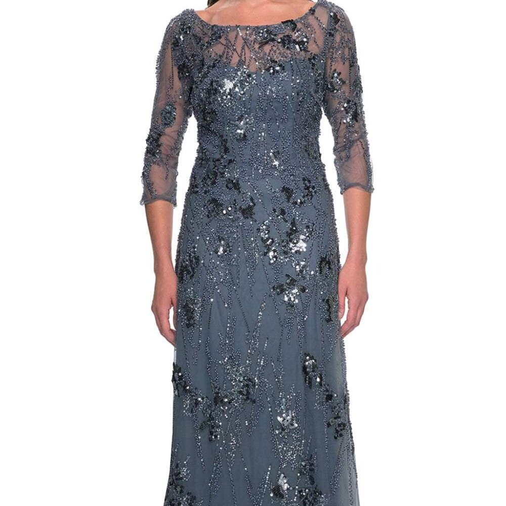 NWT La Femme 31458SC Mother of the Bride Dress Slate Gray Size 16 and Size 12